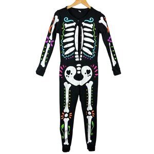 Old Navy 1 piece RAINBOW SKELETON Pajamas Day Of The Dead Costume Small Unisex